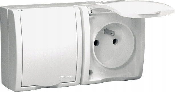 Simon aquarius gniazdo podwójne wtyczkowe natynkowe z uziemieniem IP54 01